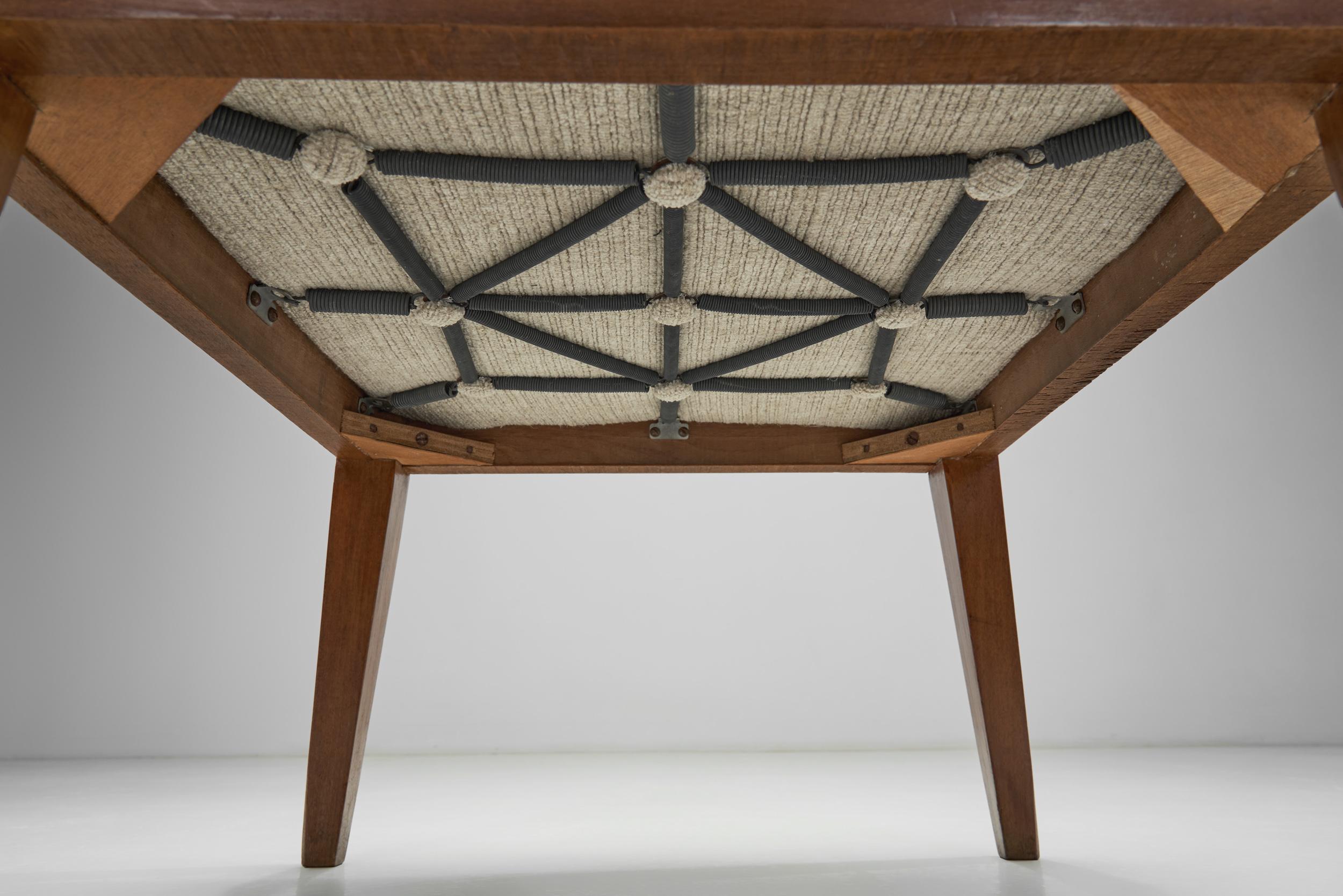 Hocker mit gepolstertem Sitz von La Compagnie des Arts Français, Frankreich 1940er Jahre im Angebot 6