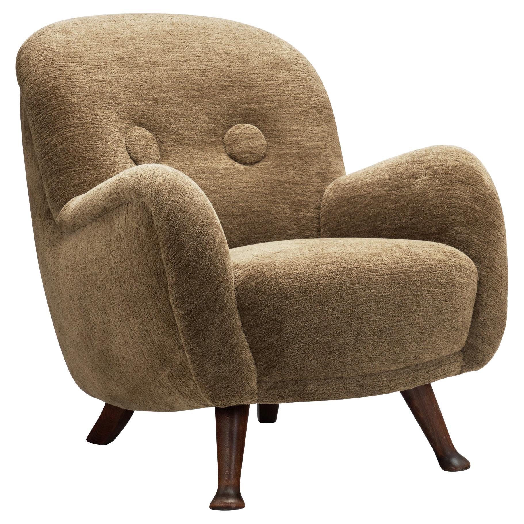 Poltrona scandinava imbottita in Oak di Berga Möbler, Svezia, anni '40 in vendita