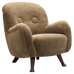 Upholstered Scandinavian Oak Armchair by Berga Möbler, Sweden 1940s