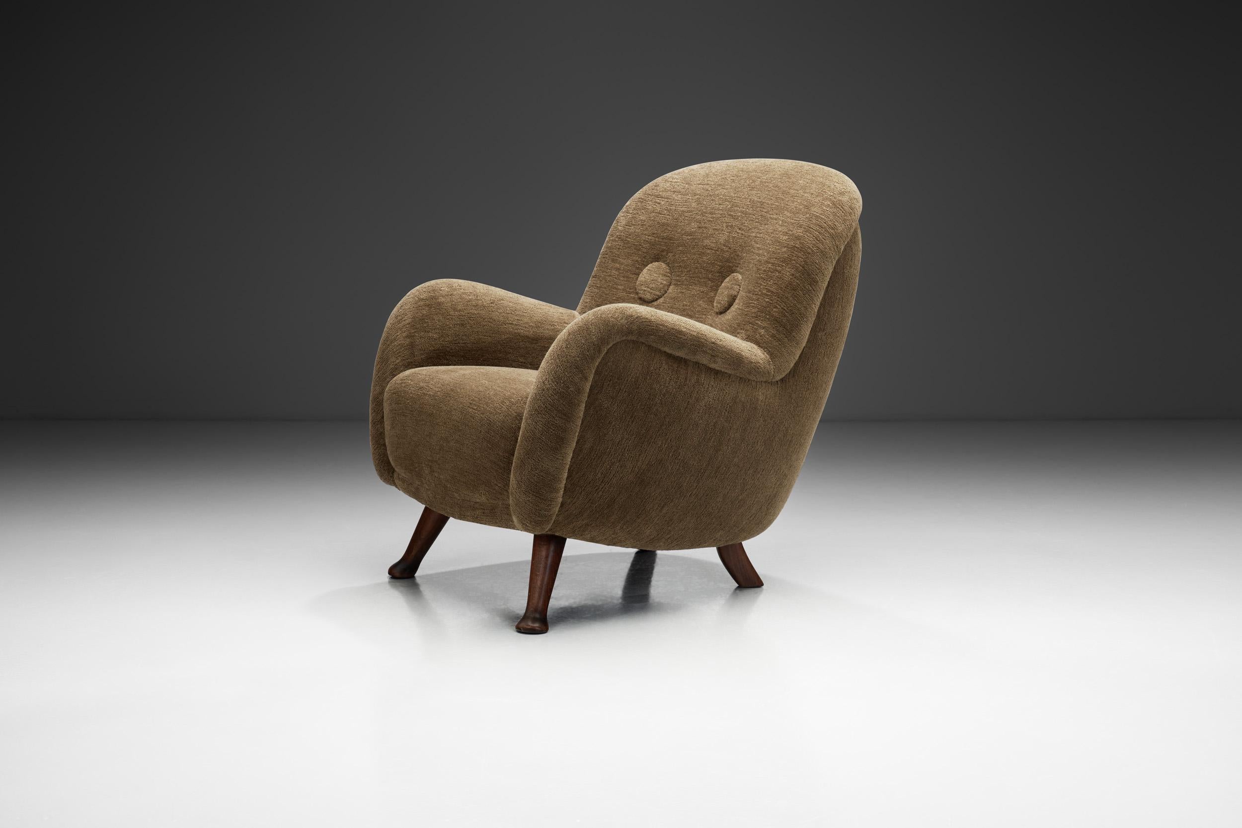 Svedese Poltrona scandinava imbottita in Oak di Berga Möbler, Svezia, anni '40 in vendita