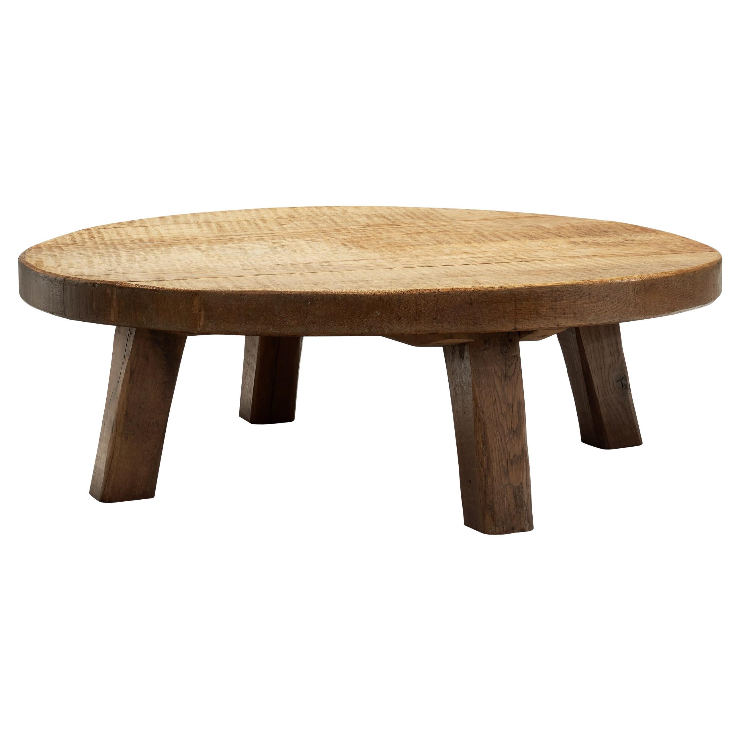 European Brutalist Wooden Coffee Table, Europe second half of the 20th century