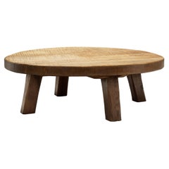 European Brutalist Wooden Coffee Table, Europe second half of the 20th century