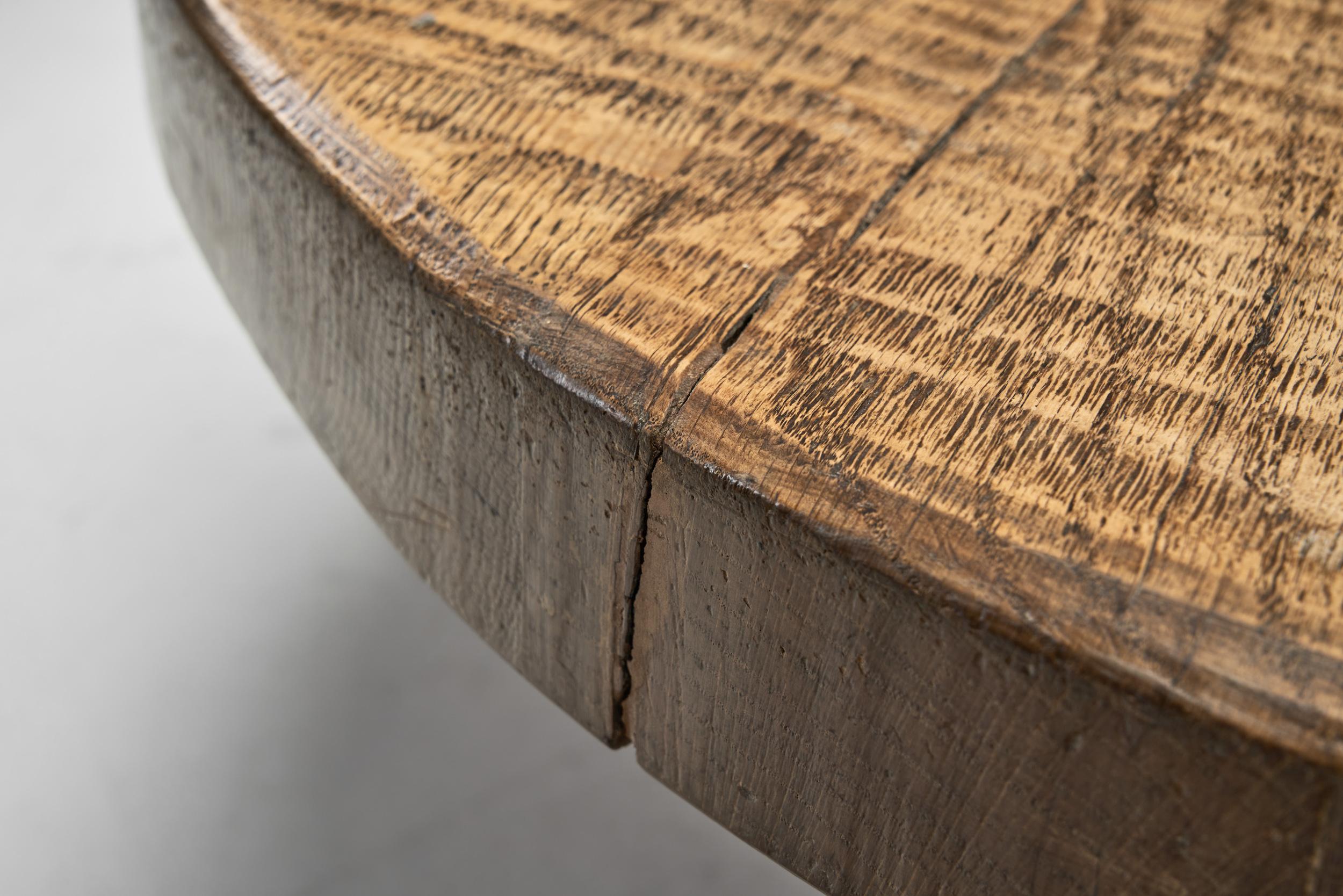 European Brutalist Wooden Coffee Table, Europe second half of the 20th century For Sale 8
