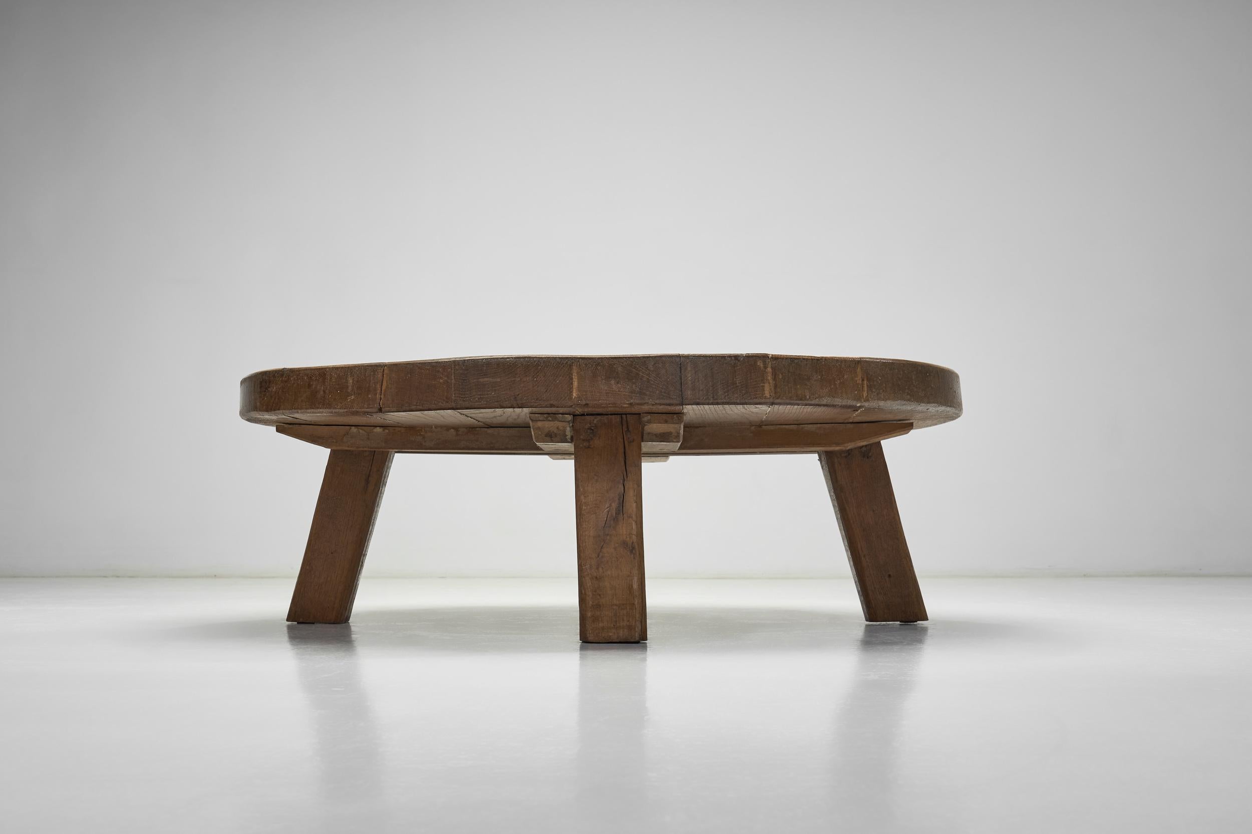 European Brutalist Wooden Coffee Table, Europe second half of the 20th century For Sale 9