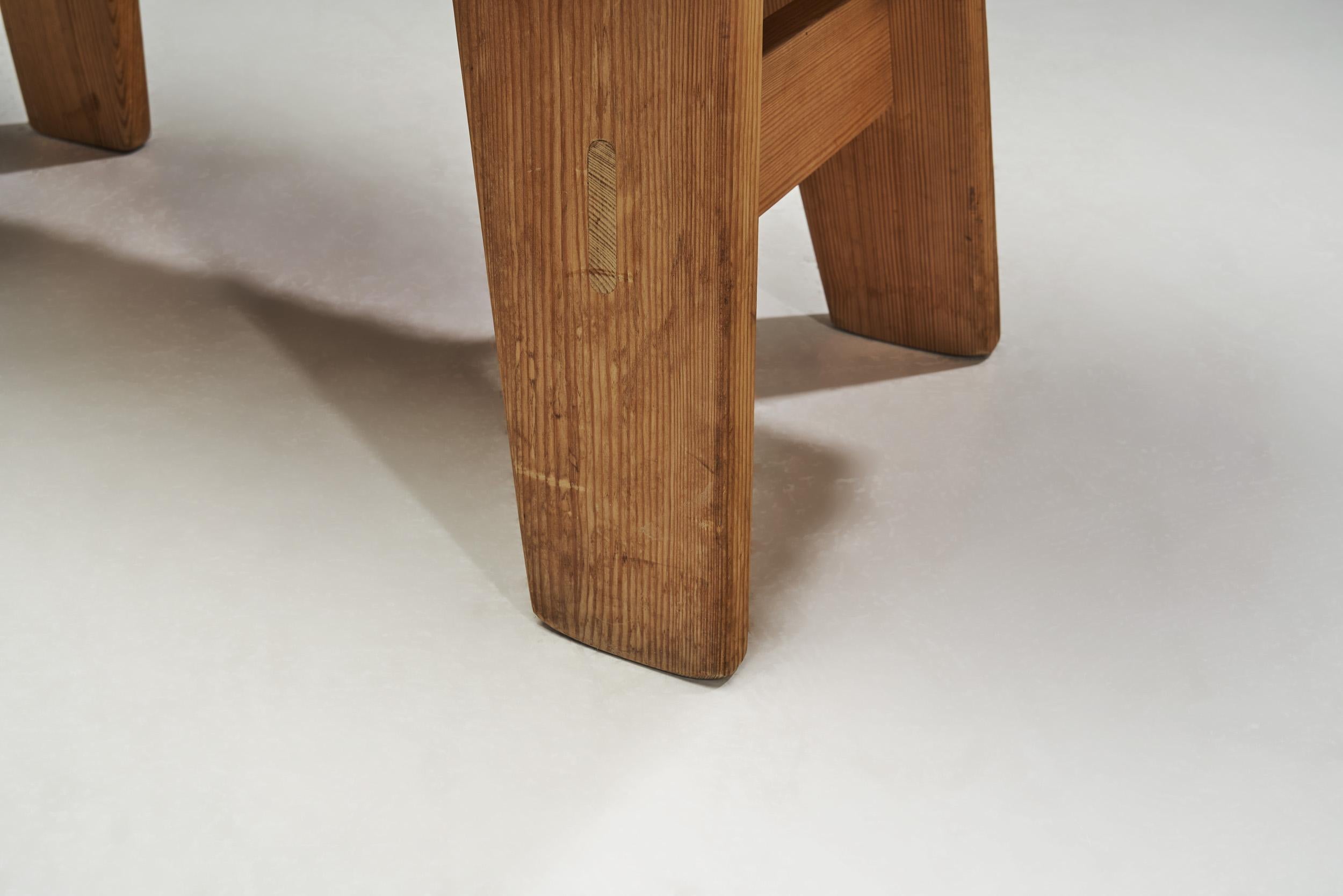Banc en bois de pin avec assise rembourrée par Krogenæs, Norvège 1960s en vente 6