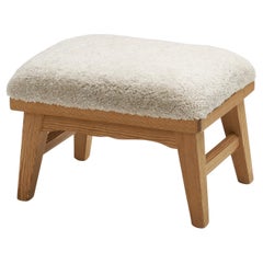 Krogenæs Møbler Stool with Sheepskin Seat, Norway Mid-20th Century
