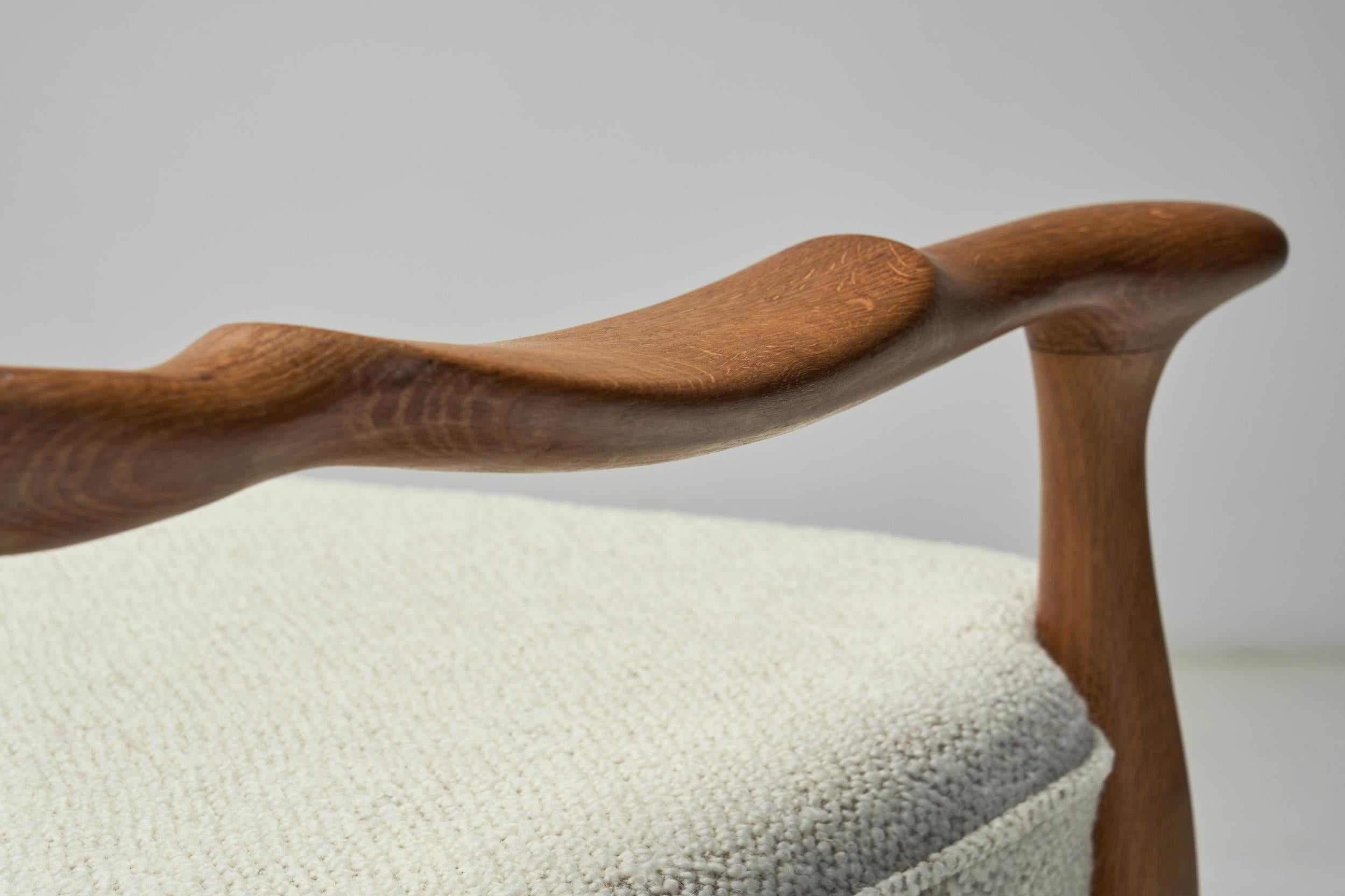 Guillerme et Chambron Zweisitzer-Sofa aus Eiche für Votre Maison, Frankreich 1960er Jahre im Angebot 8