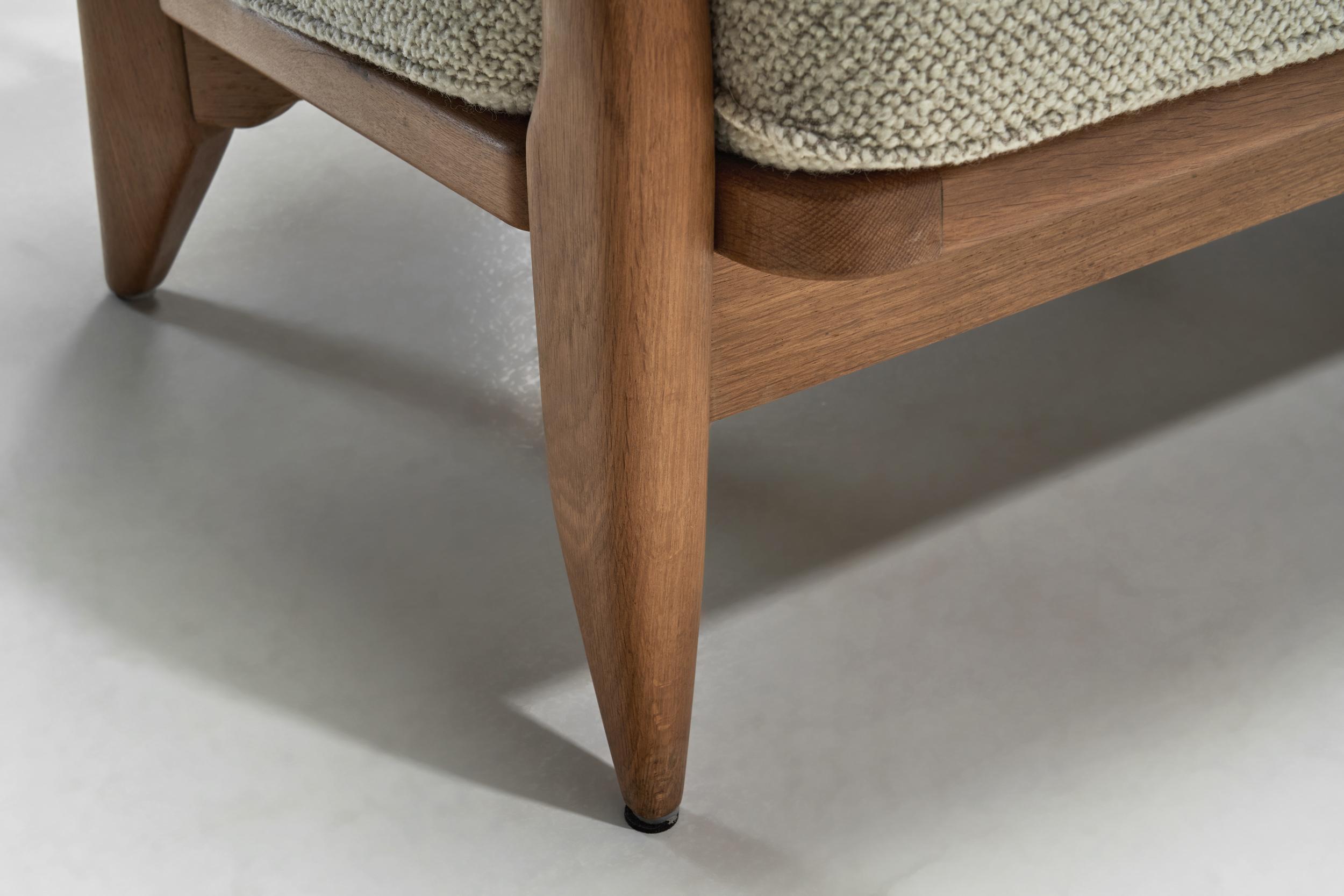 Guillerme et Chambron Zweisitzer-Sofa aus Eiche für Votre Maison, Frankreich 1960er Jahre im Angebot 11