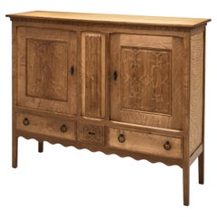 Oak Cabinet with Carvings in the manner of Henning Kjærnulf, Denmark ca 1960s