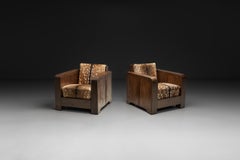 Pair of Art Deco Club Chairs in Deer Hide, Europe First Half of the 20th Century