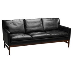 Scandinavian Three-Seater Leather Sofa, Denmark ca 1960s