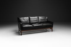 Scandinavian Three-Seater Leather Sofa, Denmark ca 1960s