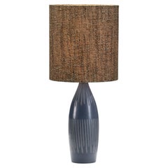 "3007/S" Stoneware Table Lamp with Dark Blue Glaze by Søholm, Denmark 1950s