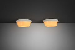 Pair of Opal Glass Ceiling Lamps by Itsu, Finland ca 1960s