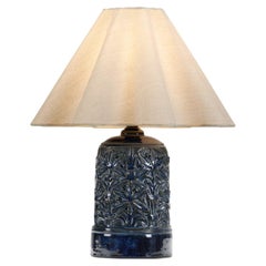 Blue Glaze Ceramic Table Lamp by Gerd Hjort Petersen, Denmark ca 1950s