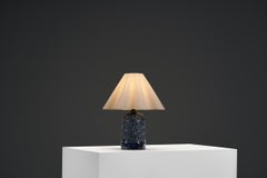 Blue Glaze Ceramic Table Lamp by Gerd Hjort Petersen, Denmark ca 1950s