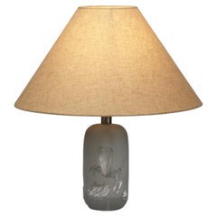 Frosted Glass Table Lamp with Horse Decoration, Sweden 1930s