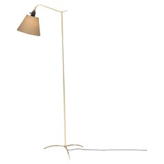 Patinated Brass Floor Lamp with Tripod Base, Denmark ca 1950s