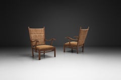Pair of Dutch Wicker High Back Armchairs by Bas van Pelt, The Netherlands 1940s