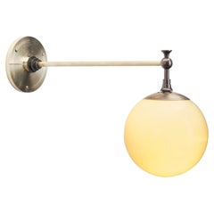 Art Deco Round Opal Glass Wall Light, Denmark ca 1930s