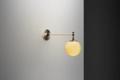 Art Deco Round Opal Glass Wall Light, Denmark ca 1930s