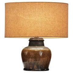 Lampada da tavolo in gres di Nils Kähler per Herman A. Kähler, Danimarca, anni '50 circa