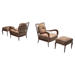 Ein Paar „Bergamo“-Lounge-Sessel mit Ottomane von Paolo Buffa, Italien, 1950er Jahre
