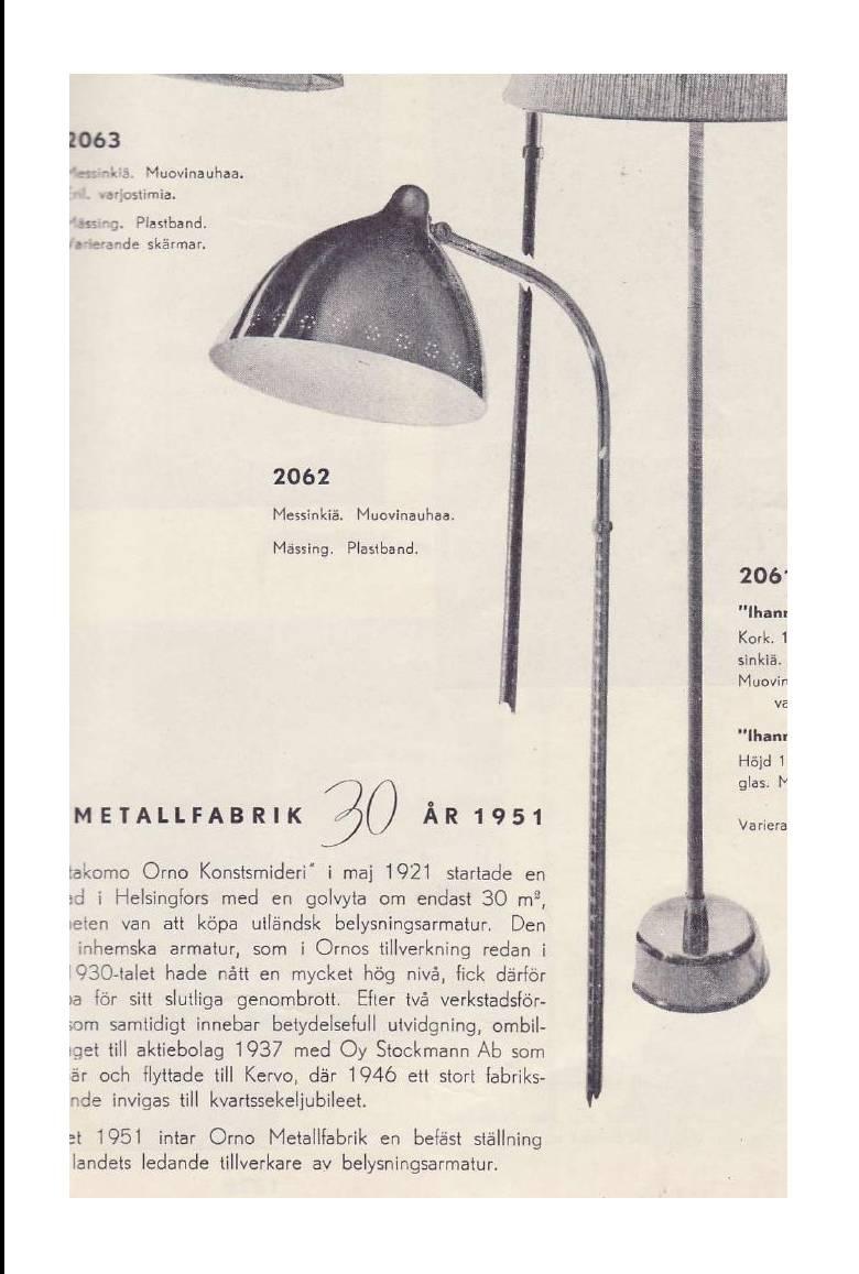 Elegant Floor Lamp by Lisa Johansson-Pape, Finland, Late 1940s In Good Condition In Utrecht, NL