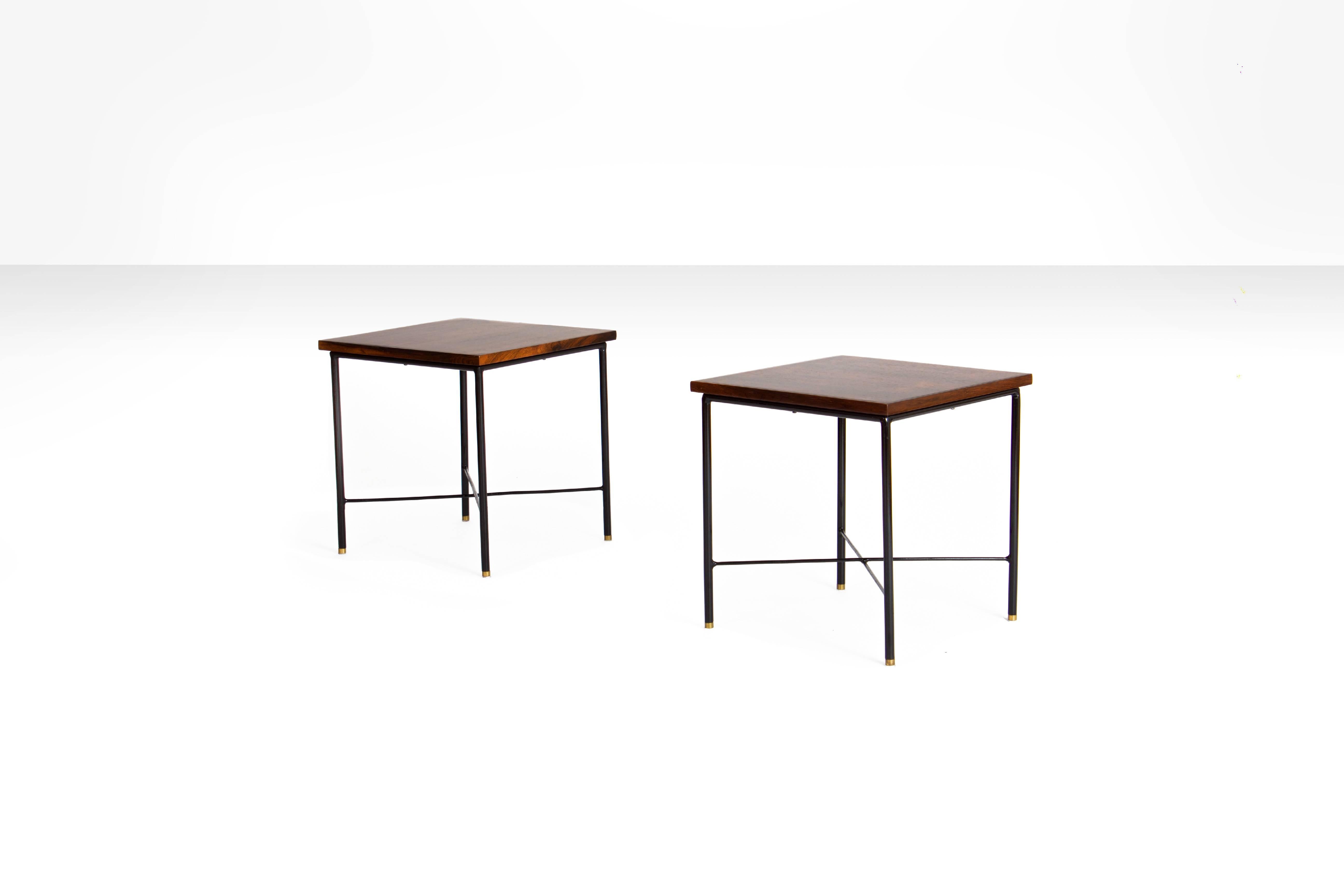 Mid-Century Modern Pair of Side Tables by Geraldo de Barros, Brazil, 1960s