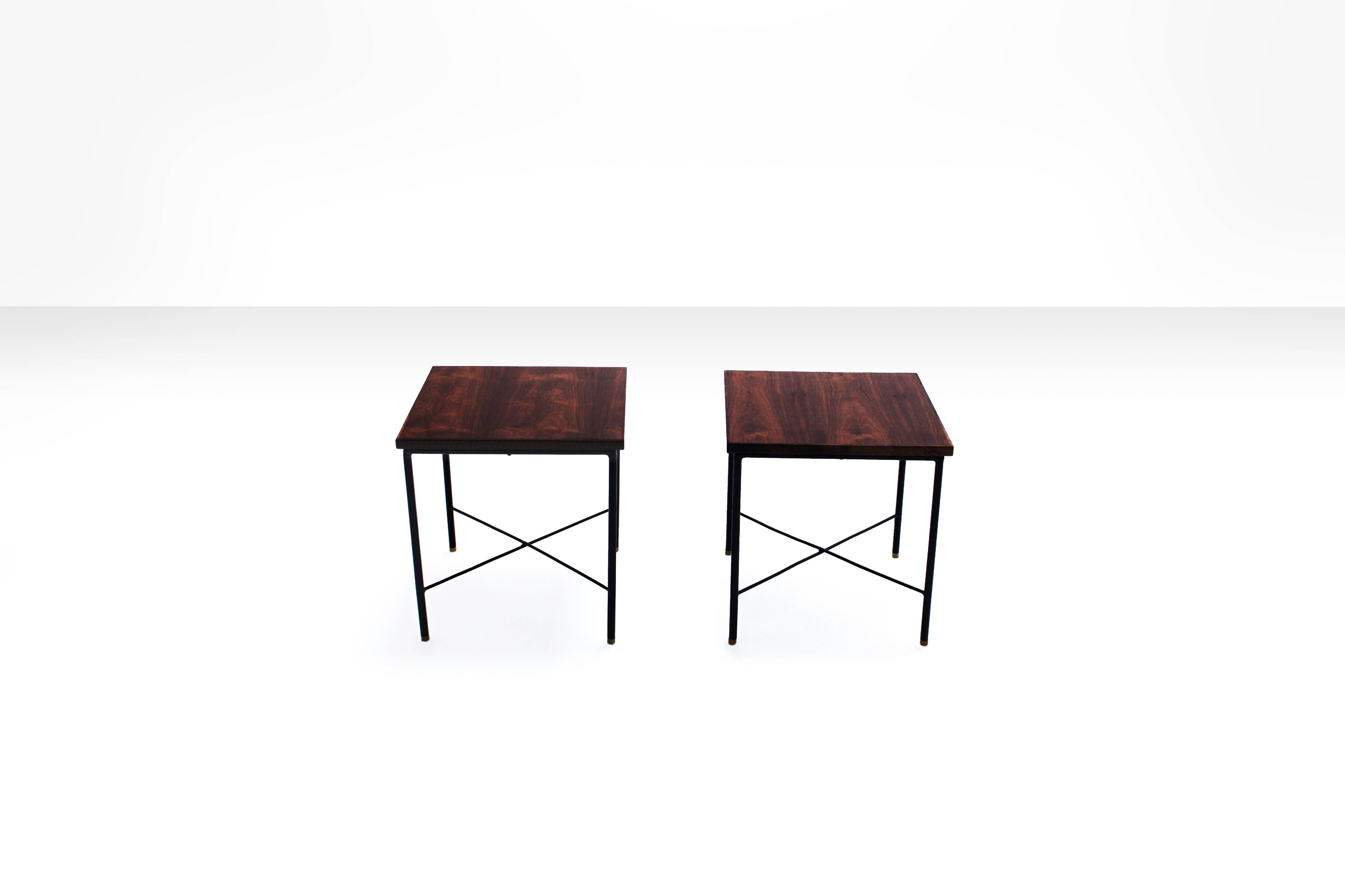 Iron Pair of Side Tables by Geraldo de Barros, Brazil, 1960s