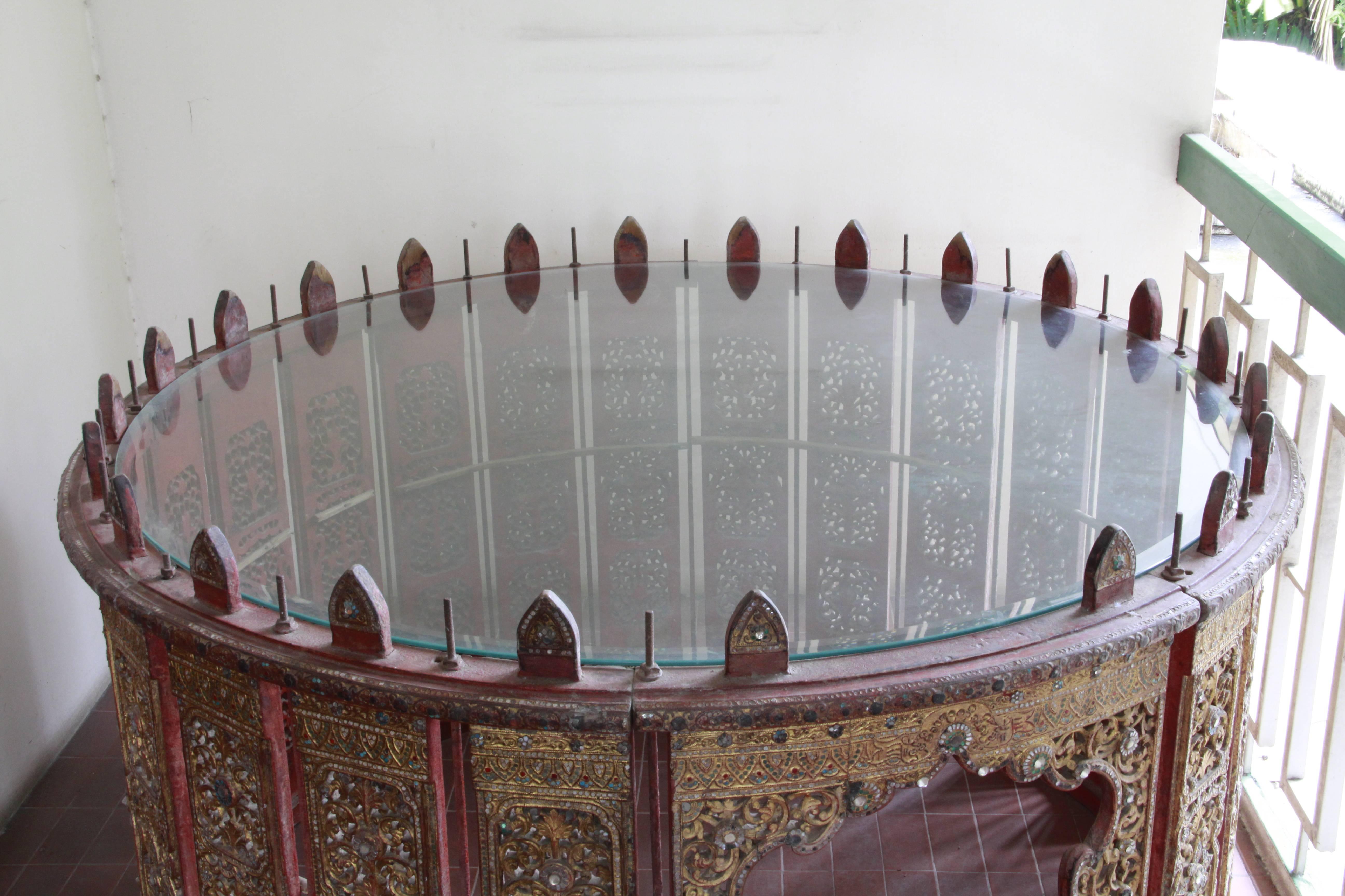 19th Century Centre Table Repurposed from a Traditional Burmese Drum/Percussion Circle For Sale