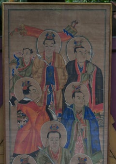 Hokkien Chinese Taoist Painting of Seven Haloed "Northern Dipper" Deities