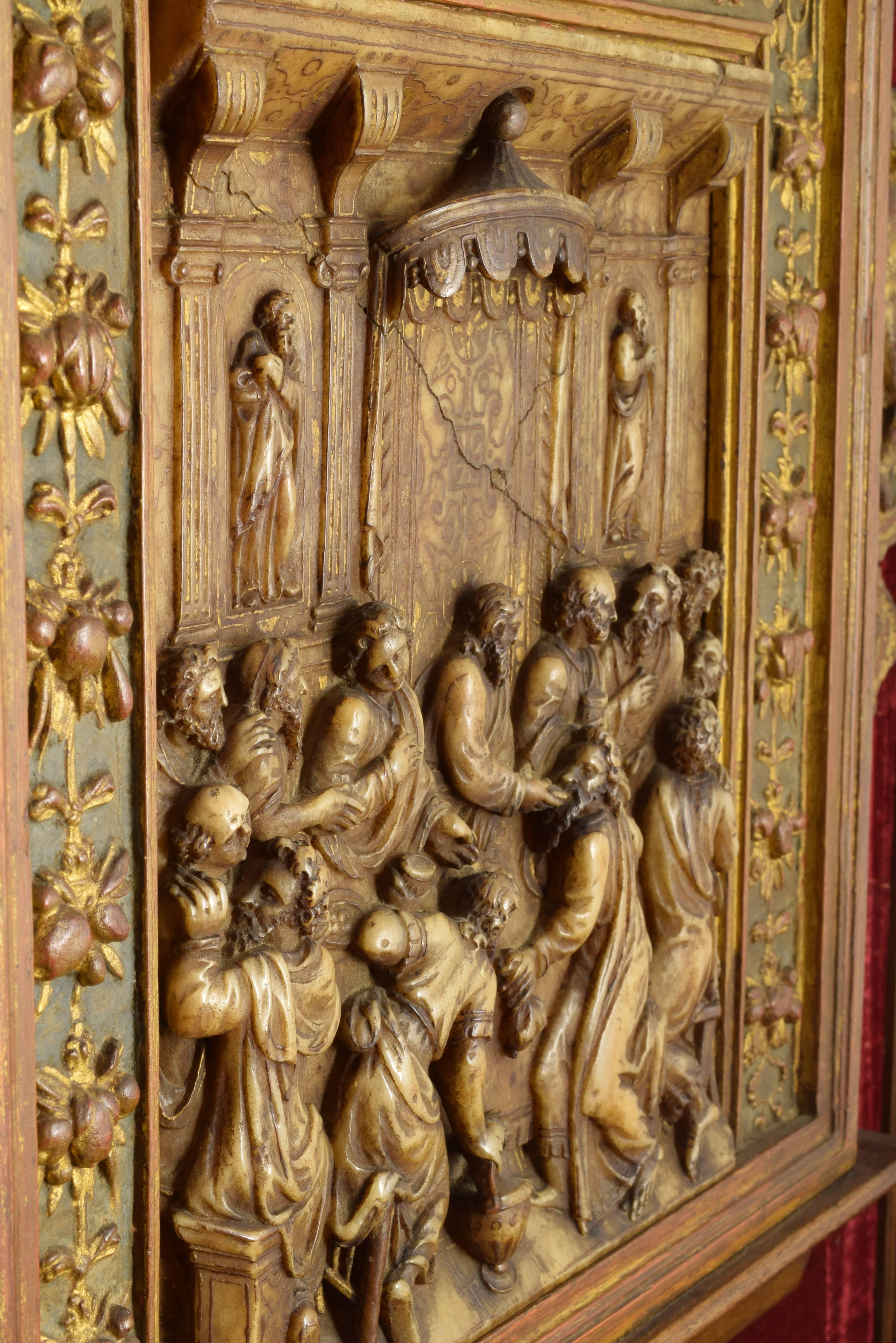18th Century and Earlier Domestic Altar, Alabaster and Wood, Possibly Malines ‘Mechelen’ Mid-16th Century