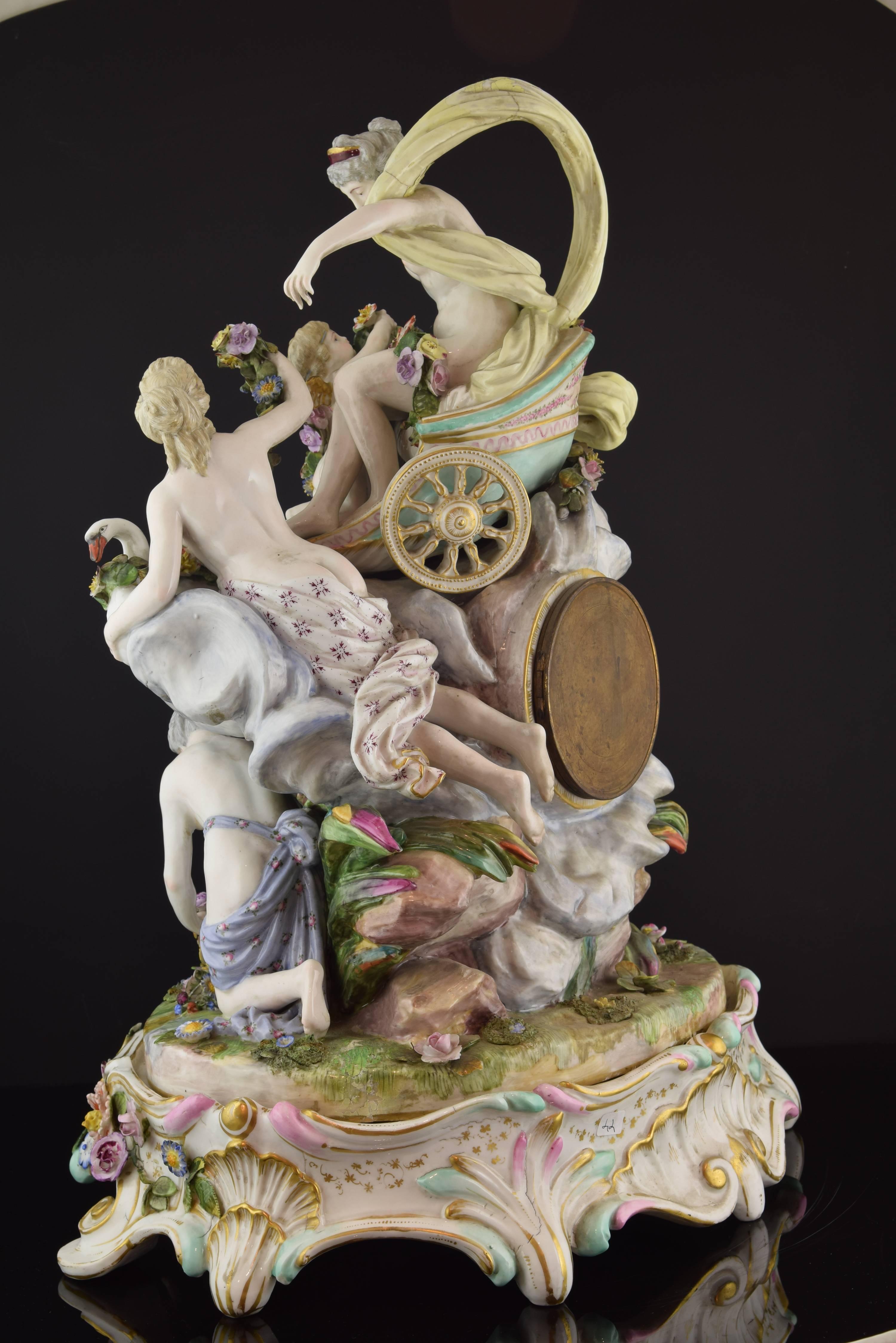 Porcelain Mantel Clock, Meissen, Germany, 18th Century 1