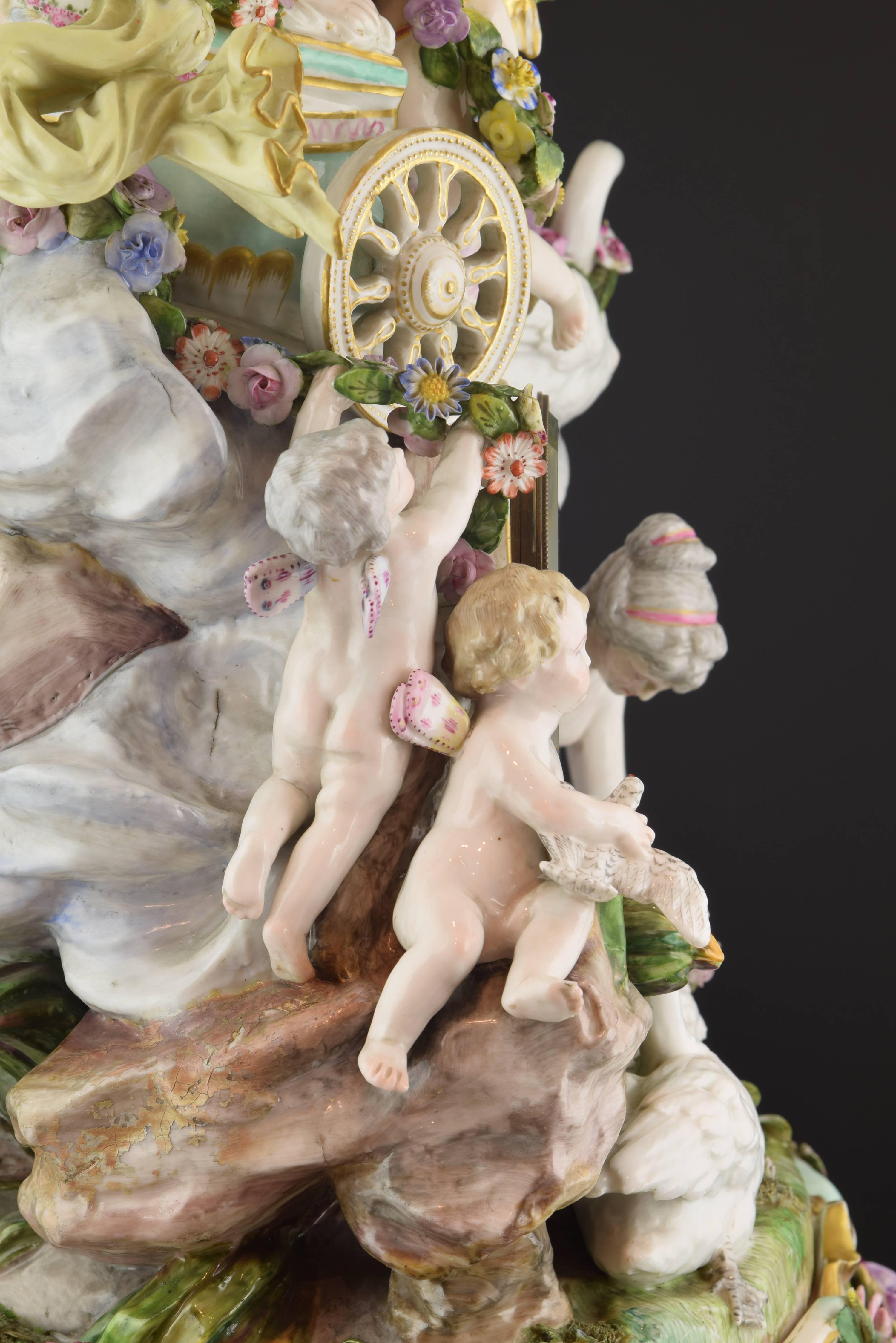 Porcelain Mantel Clock, Meissen, Germany, 18th Century 3