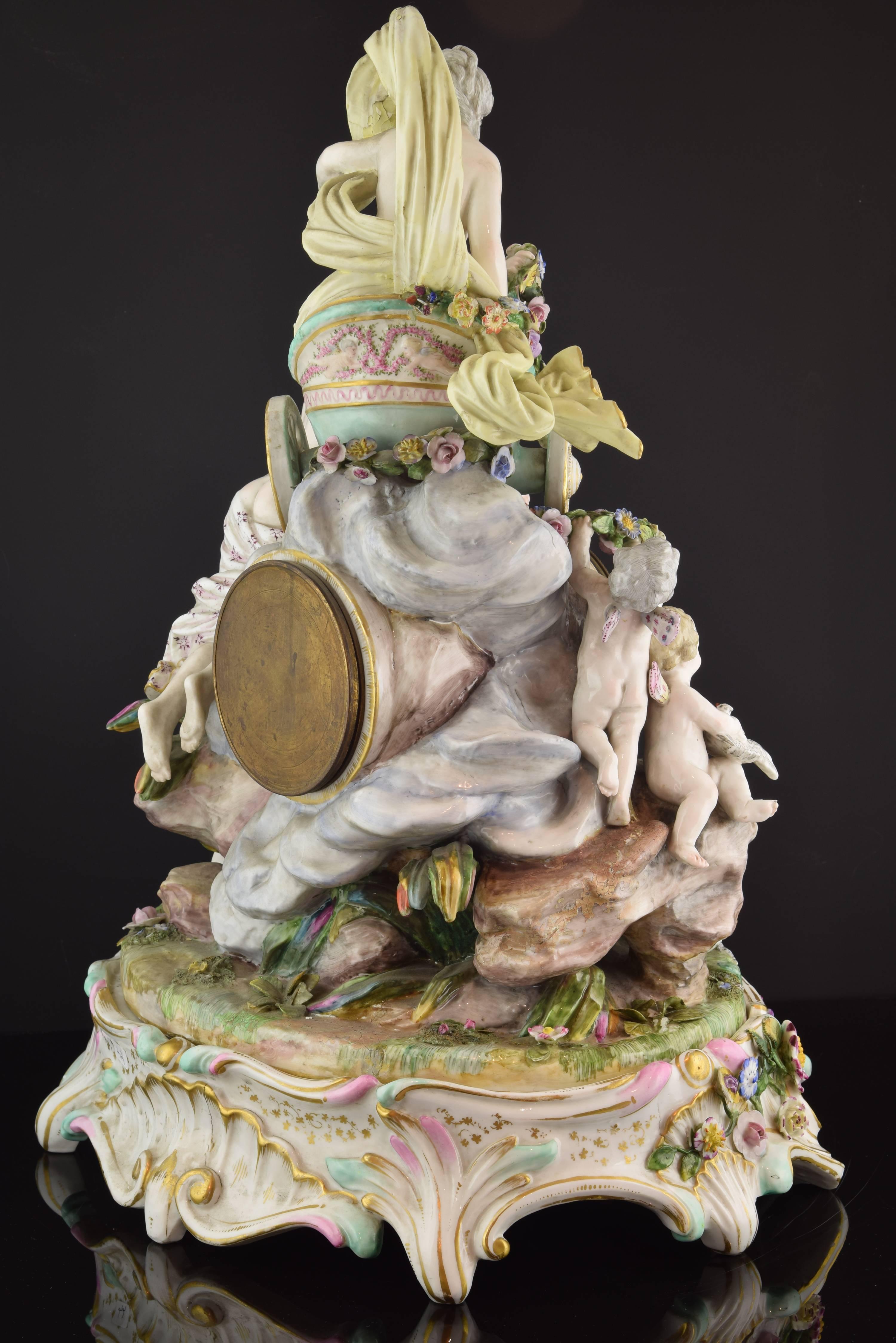 Porcelain Mantel Clock, Meissen, Germany, 18th Century 2