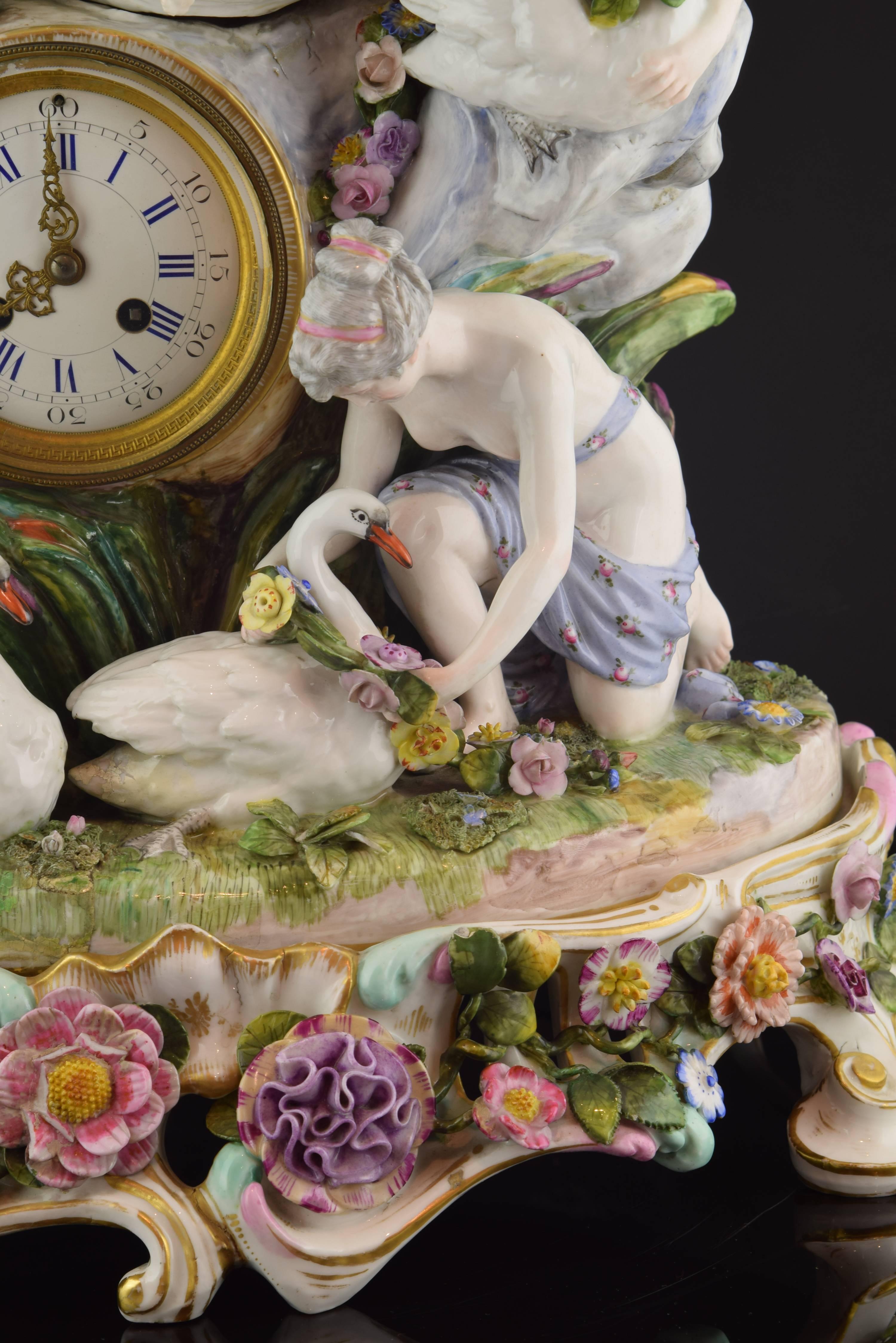 18th Century and Earlier Porcelain Mantel Clock, Meissen, Germany, 18th Century