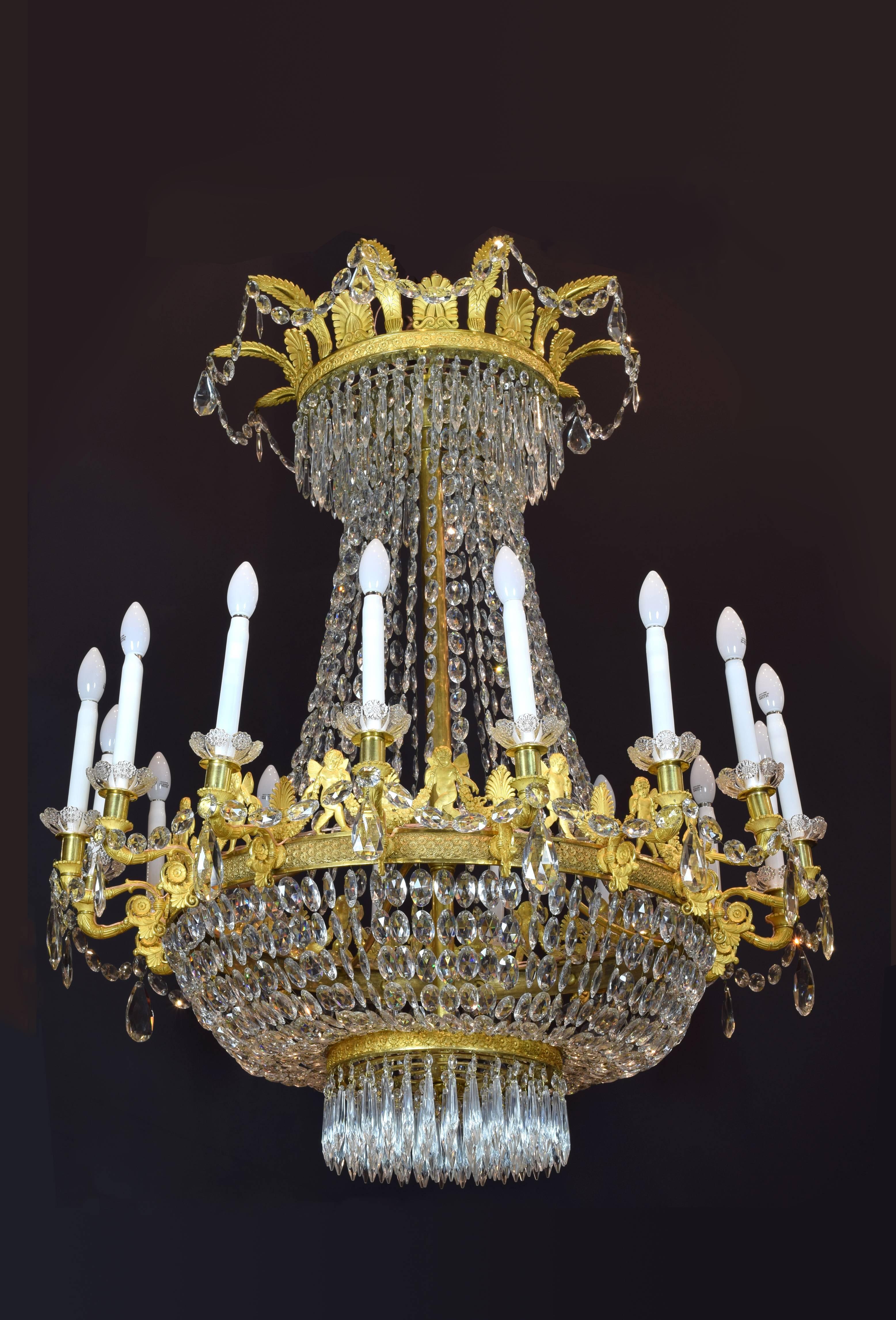 Empire Bronze and Glass Chandelier, Possibly, Claude Galle, France, circa 1815 In Good Condition In Madrid, ES