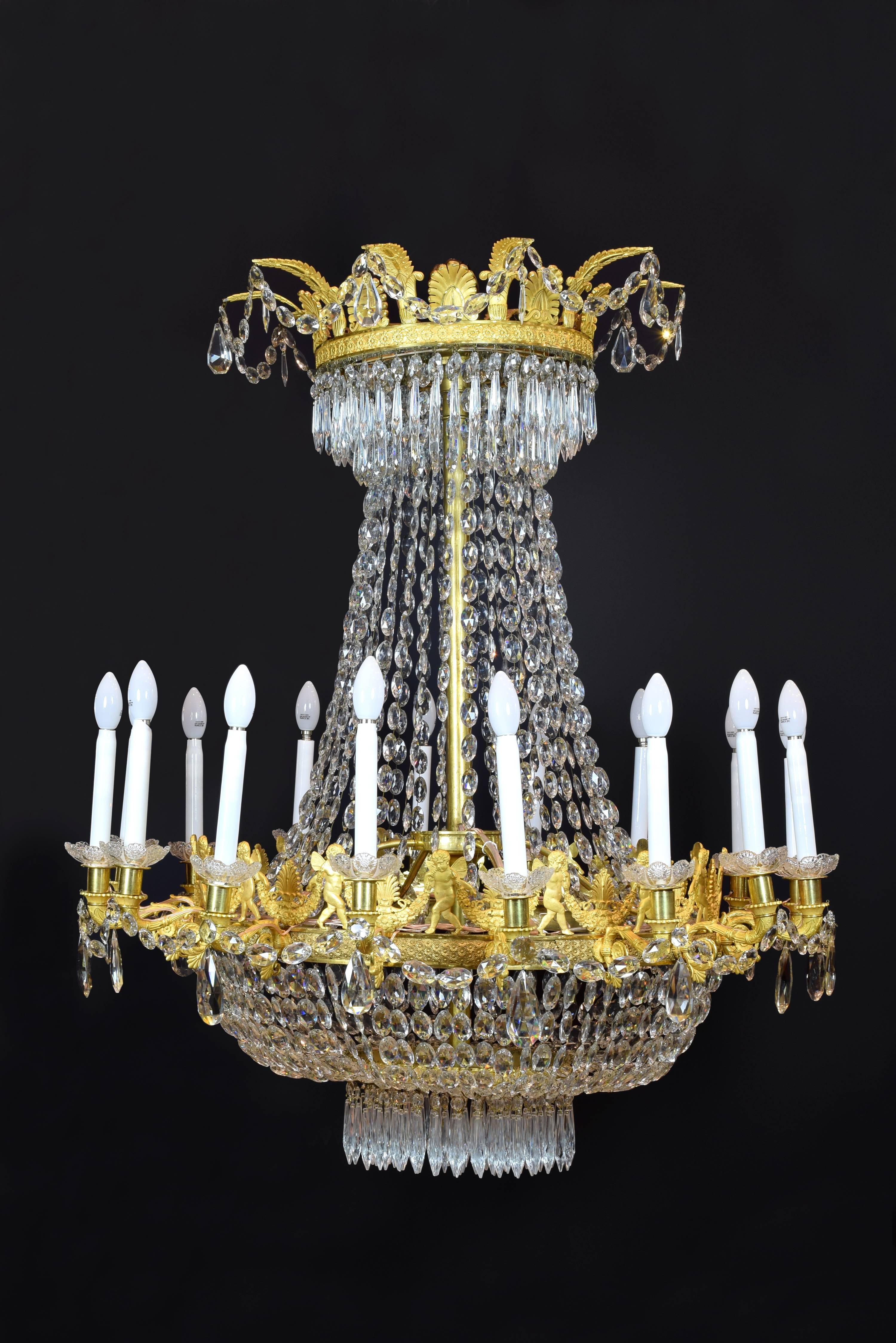 Empire Bronze and Glass Chandelier, Possibly, Claude Galle, France, circa 1815 3