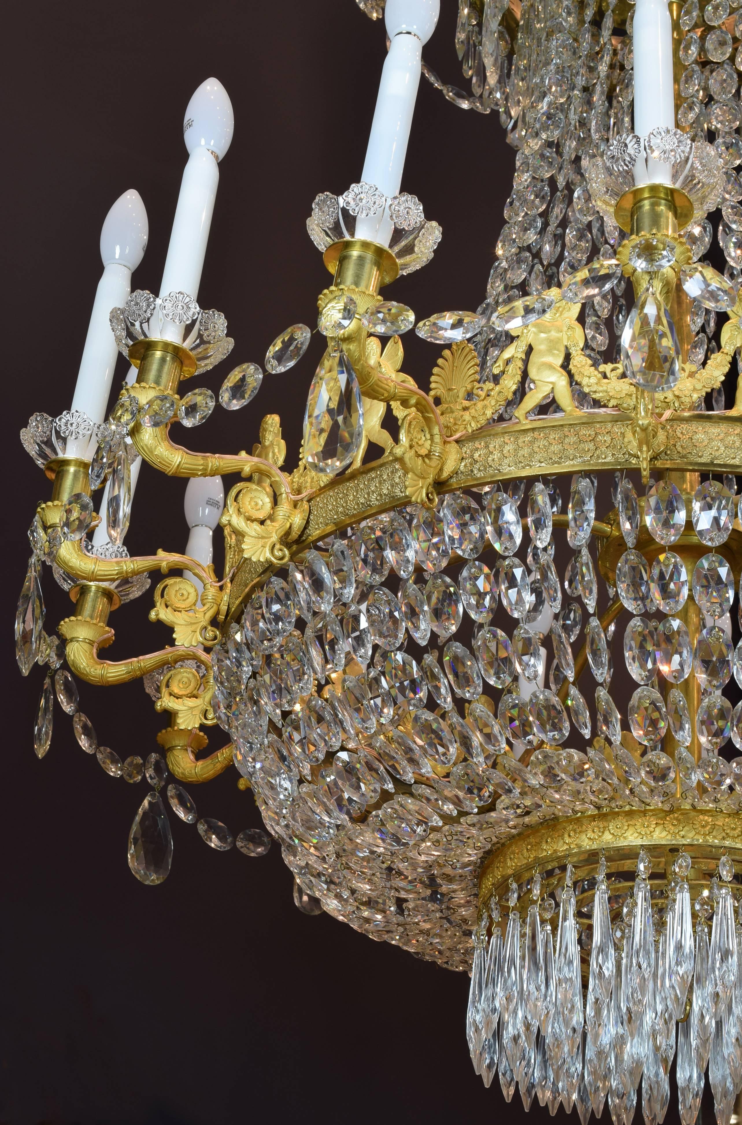 Empire Bronze and Glass Chandelier, Possibly, Claude Galle, France, circa 1815 1