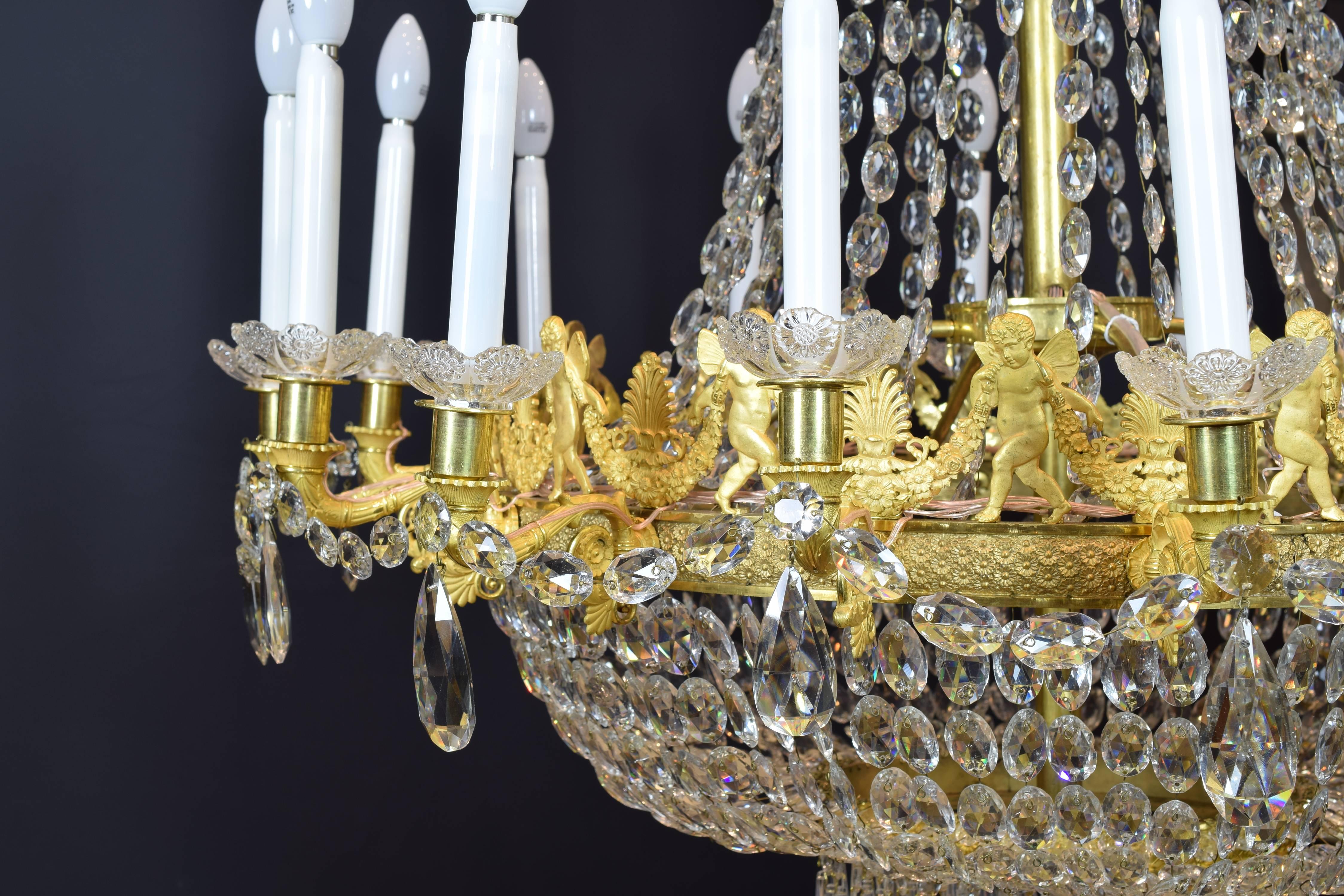 Empire Bronze and Glass Chandelier, Possibly, Claude Galle, France, circa 1815 2