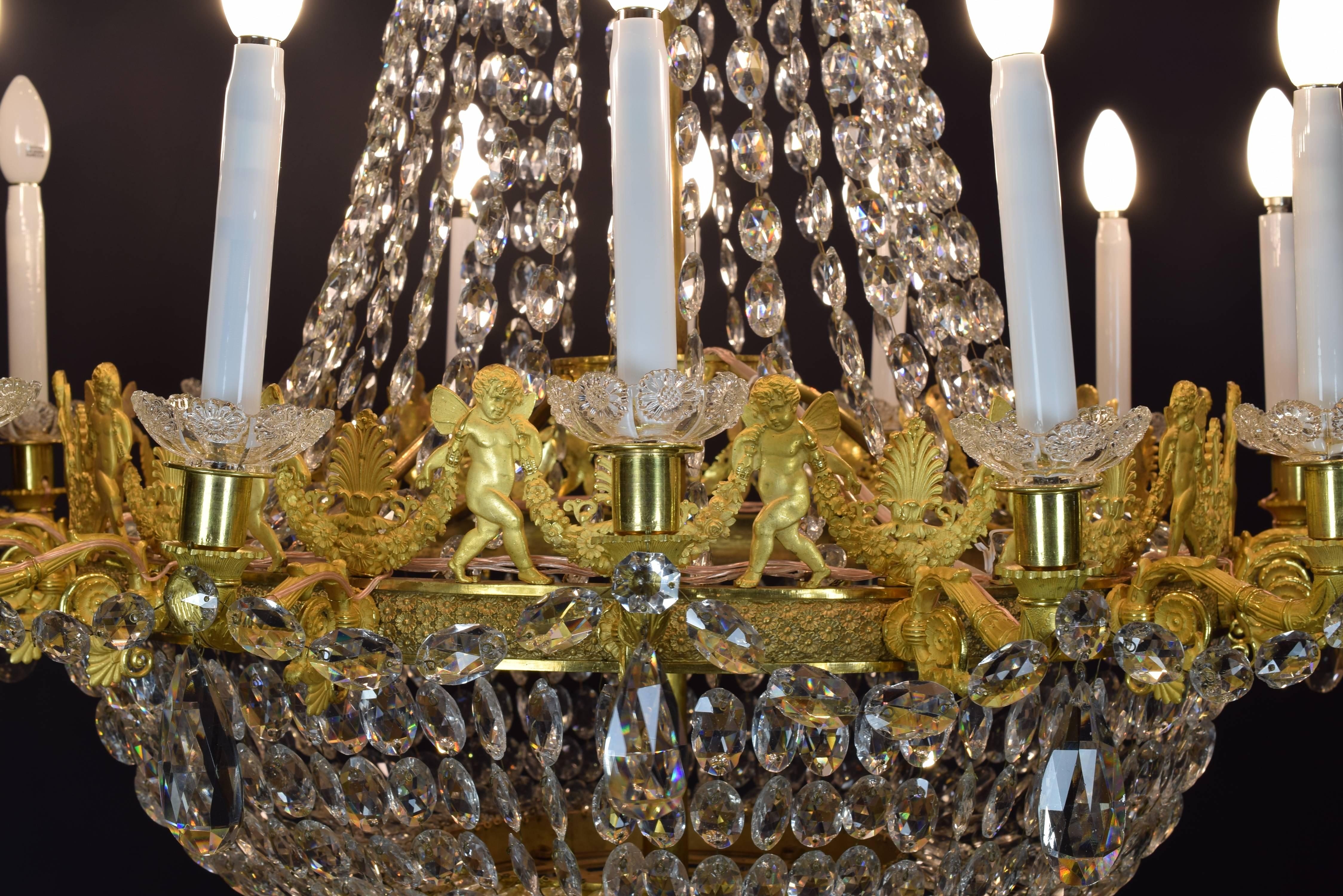 Empire Bronze and Glass Chandelier, Possibly, Claude Galle, France, circa 1815 4