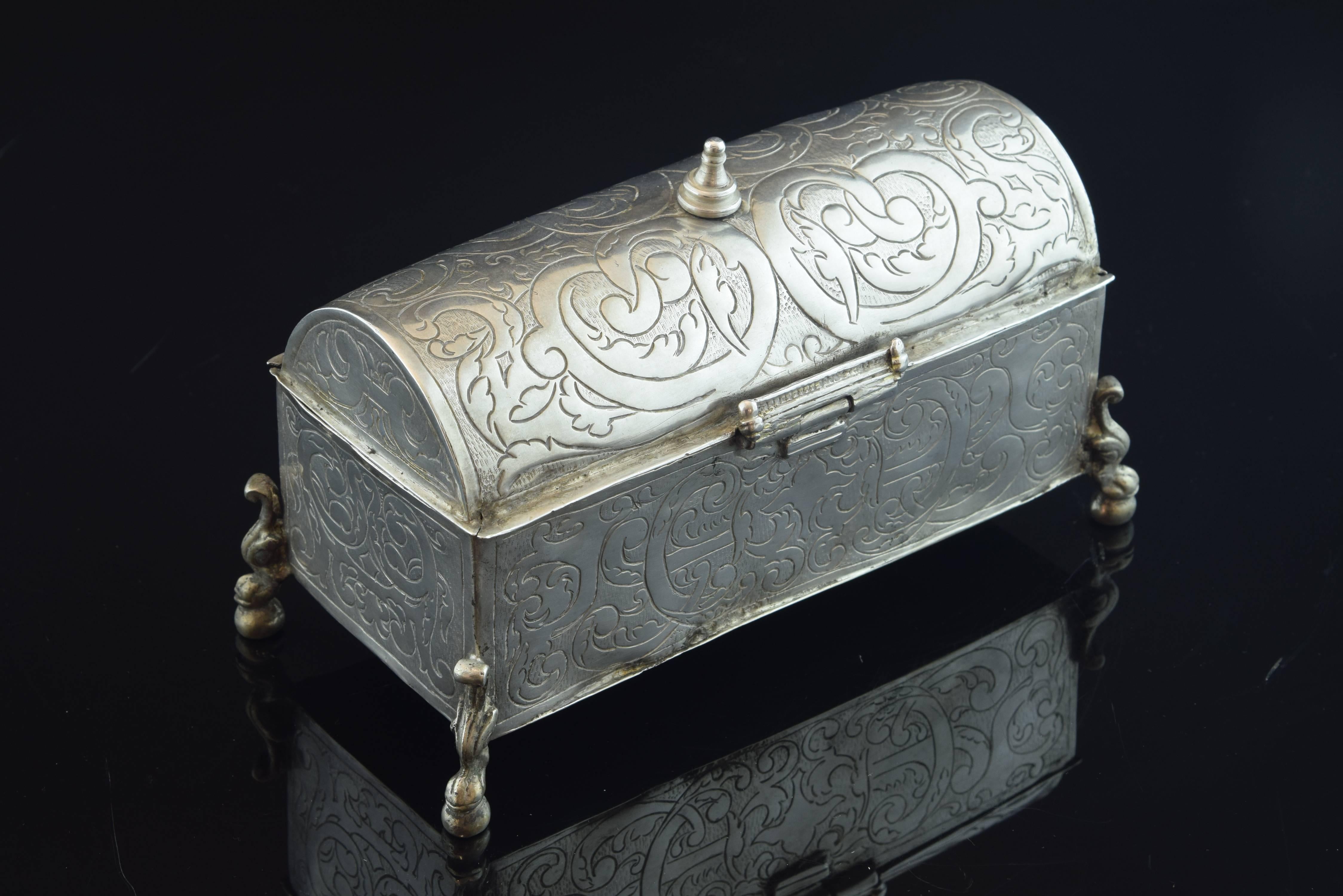 Baroque Silver Chest, Basque Country, Spain, 17th Century, 1617 For Sale