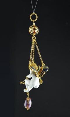Pendentif Cupidon, or, pierres, émail, 17e siècle