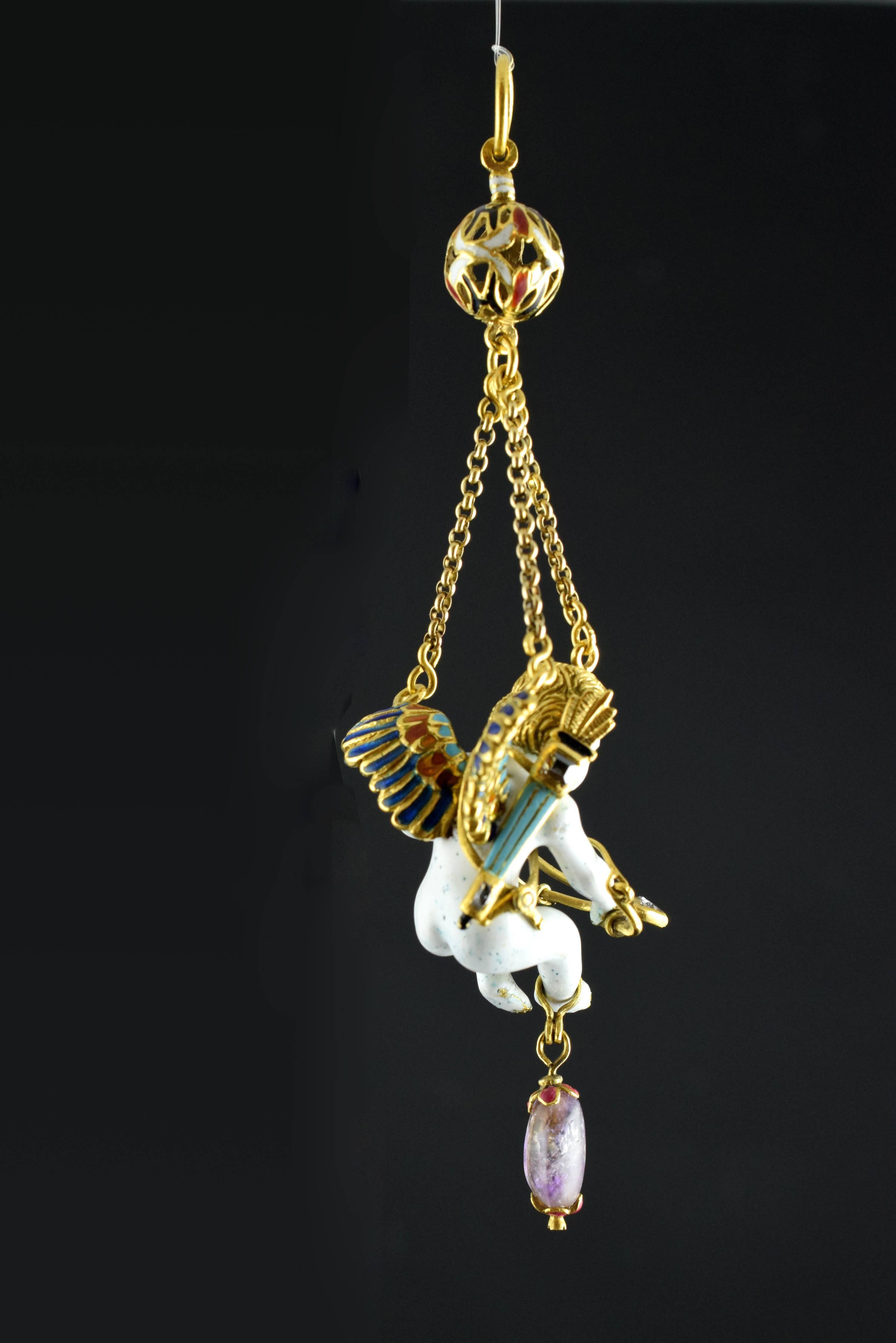 Baroque Cupid Pendant, Gold, Stones, Enamel, 17th Century