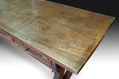 Carved Walnut Table, Leon, Spain, 18th Century