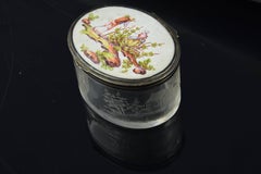 Porcelain and Glass Oval Box, 19th Century