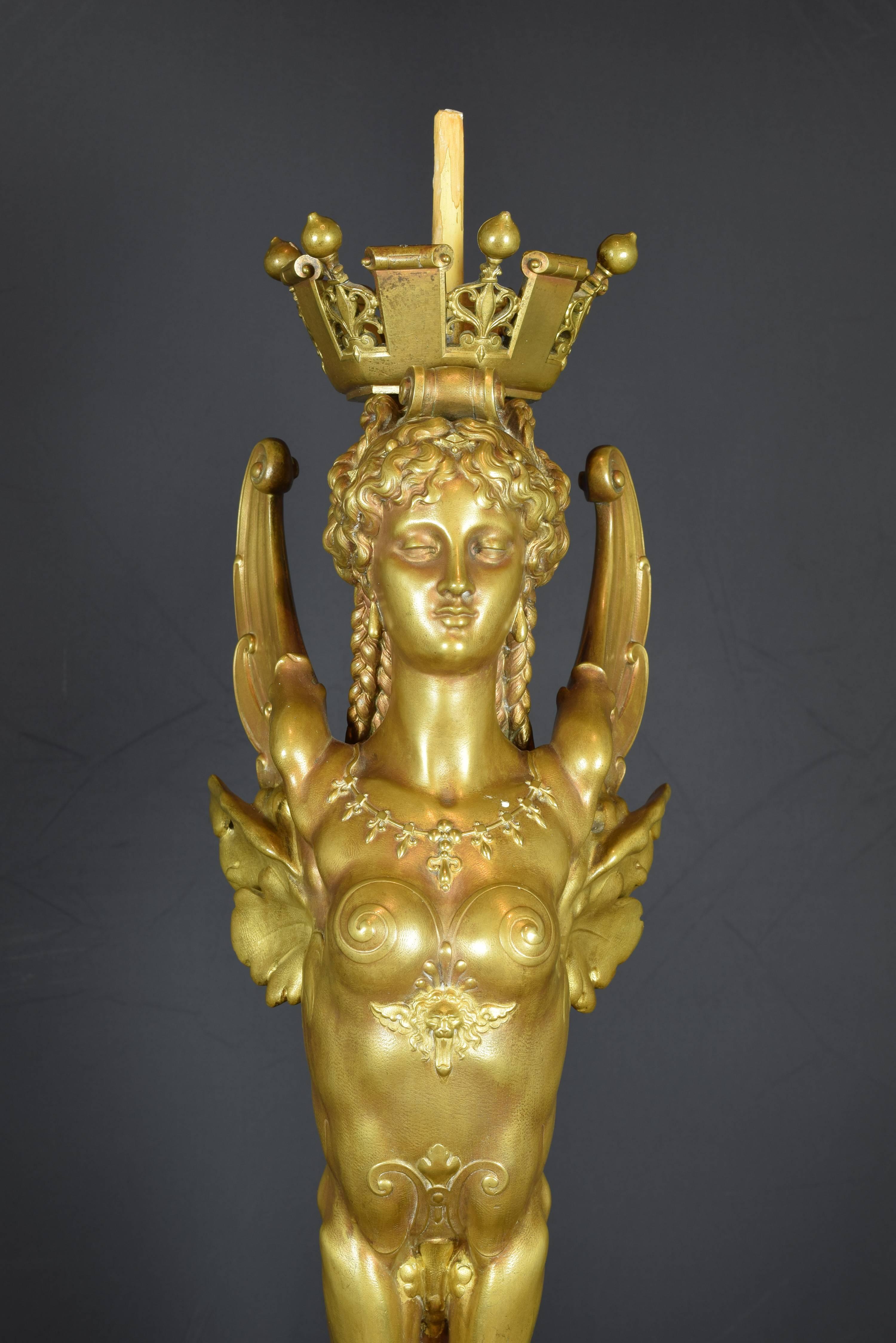 Gilt Bronze Torchière, France, End of the 19th Century In Excellent Condition In Madrid, ES