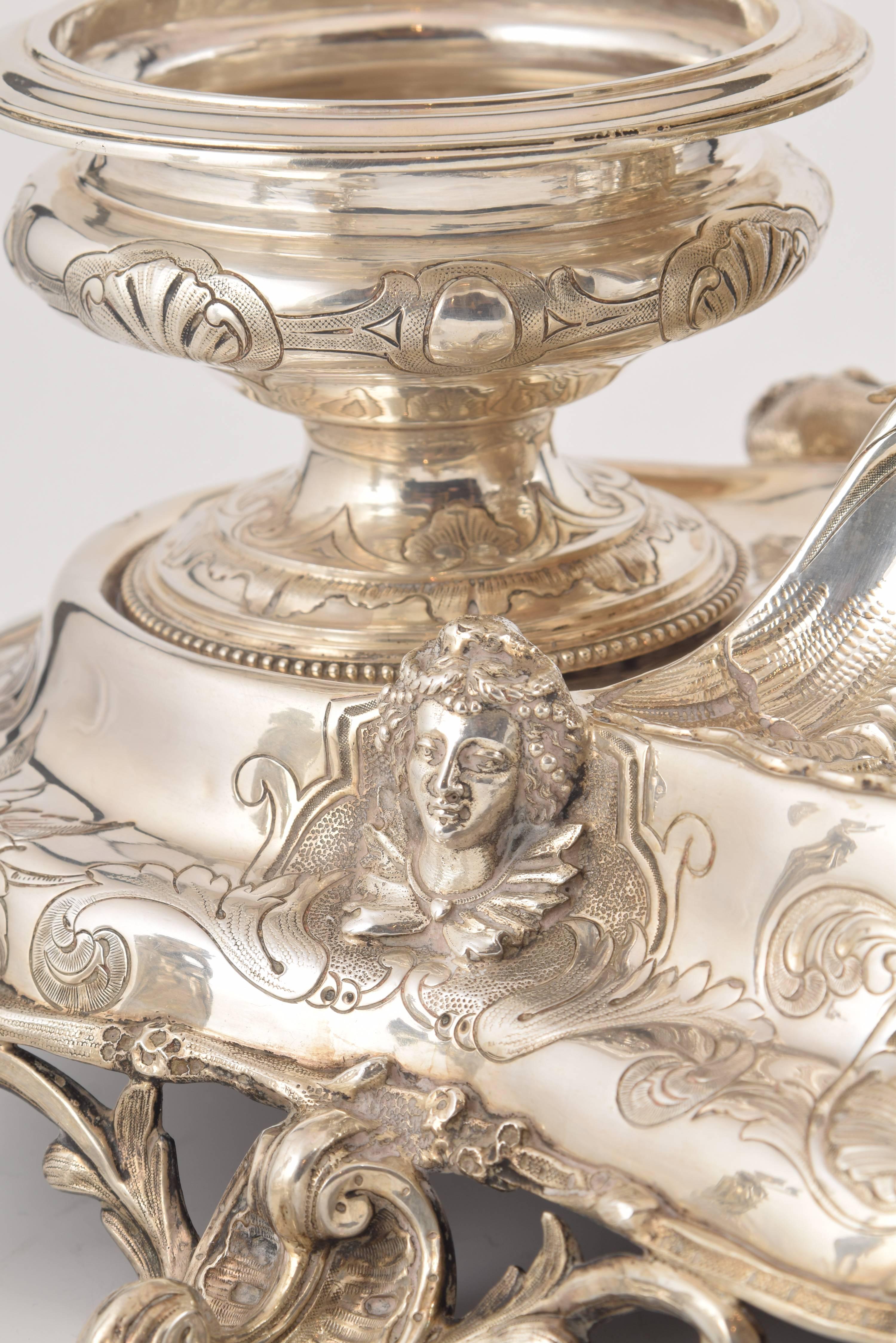 Solid Silver Writing Set with Clock, France, 19th Century with Hallmarks 2