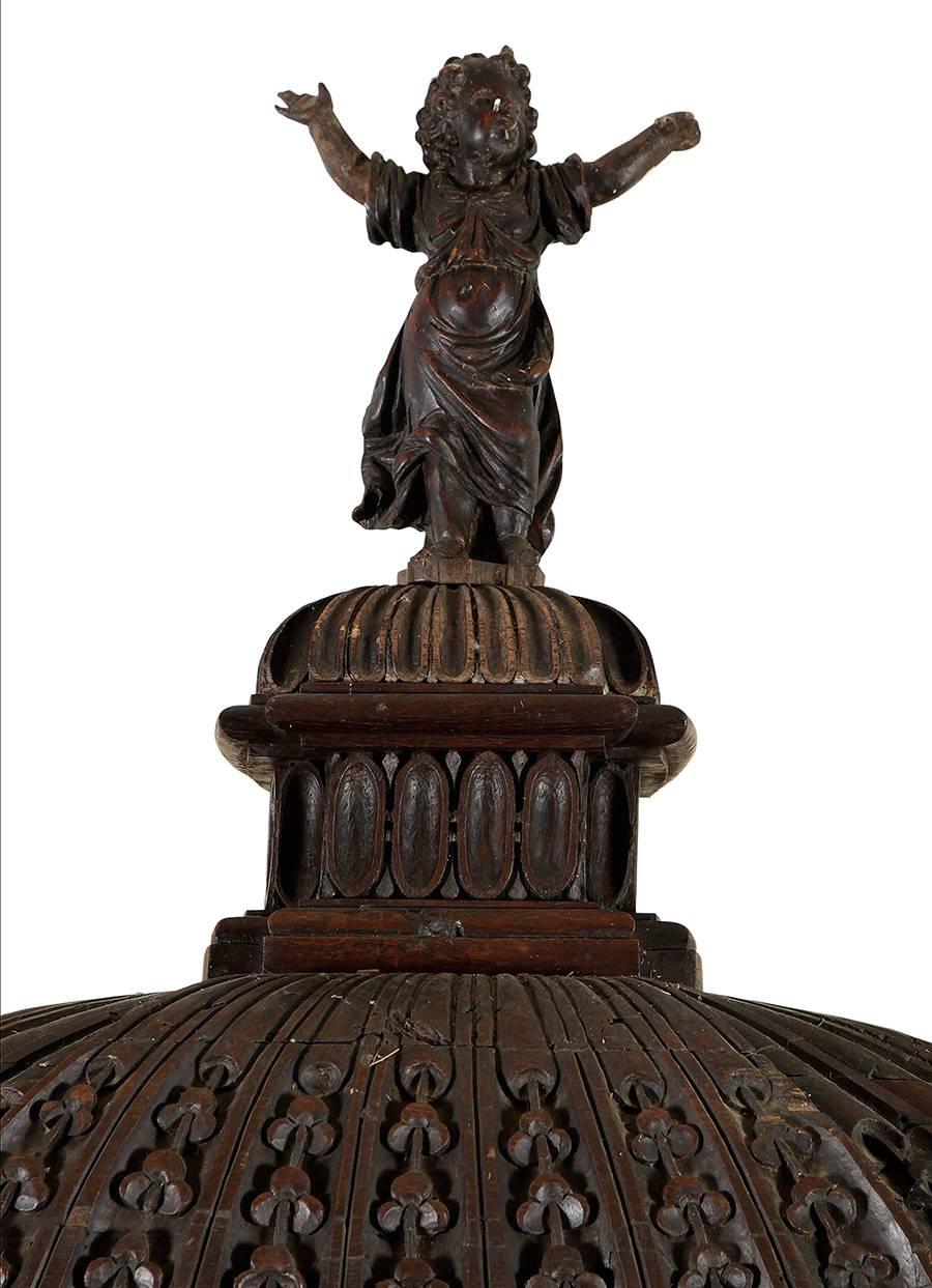 Baroque Architectural Tabernacle, Oak Wood, Spain, 17th Century